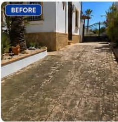 Driveway before cleaning, covered in dirt
